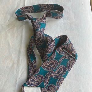 ITALIAN ALL SILK hand made tie, paisley pattern of teal, blue,purple, tan  $25